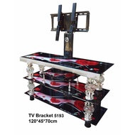 MEJA TV BRACKET, RAK TV KACA WARNA HITAM MOTIF MAWAR