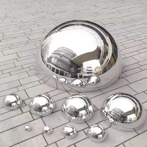 Stainless Steel Hemispherical Mirror Pipe Head 1.5mm Thickness Diameter 1.9cm-70cm 304# Hollow Decor