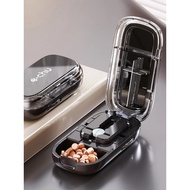 Adjustable Pill Cutter Splitter for Multiple Pills At A Time 1/2 1/4 Pill Cutter with Hidden Sharp B
