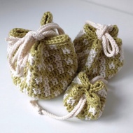 束口袋/袋中袋/大中小共三袋/礦袋/收納袋/耳機袋/鉤針/手工