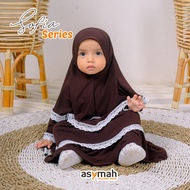pakaian muslimah balita 6-12 bln warna peach -setelan gamis syari anak - coklat kopi xxs ( 6-12 bl )