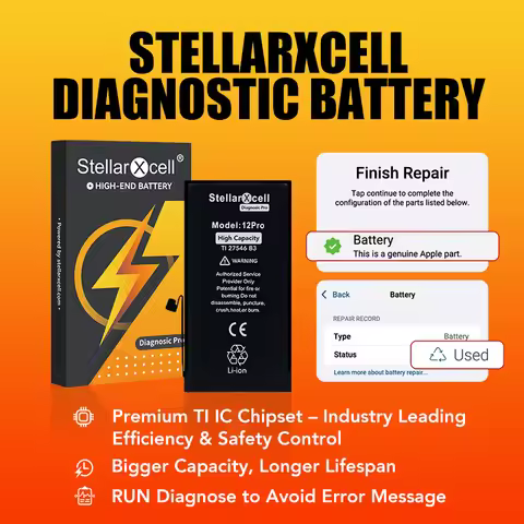 StellarXcell-Diagnostic-Battery run diagnostic no pop up message for iphone 12 13 Pro max 14 Plus 15