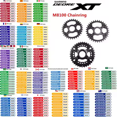 SHIMANO DEORE XT M8100 Series M8100 Chainring 32T 34T 36-26T For FC-M8100-1, FC-M8120-1, FC-M8130-1 