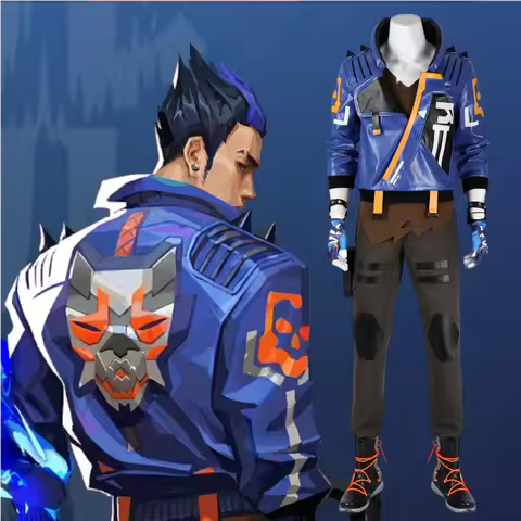 Game Valorant Yoru Cosplay Costume Leather Yoru Jacket Mask Outfit Full Set and Individual Items Are