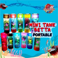 Portable Handmade Cute Mini Betta Fish Tank Aquarium with Decoration for Betta Fish Small Fish Mini Betta Tank