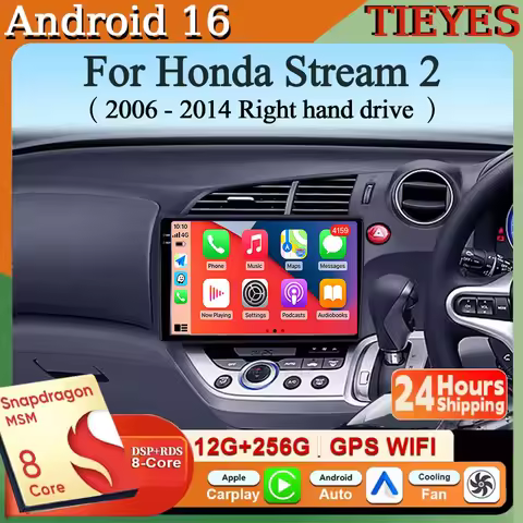 Android 16 Carplay&Auto Car Radio Navigation Multimedia Stereo Player QLED GPS For Honda Stream 2 20