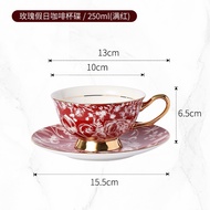 Rose Holiday Coffee Cup Saucer Advanced Sense Light Luxury High Beauty Value Gold Edge Ceramic Black