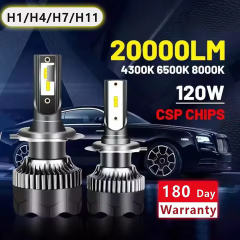2x 20000lm 120W 1860 CSP chip 3000k/4300k/6000k/8000k Car LED Headlight h4 h7 h1 H11/H8/H9 LED headl