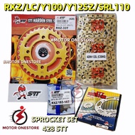 (428) RXZ / LC135 / Y100 / Y125Z / SRL110 SPROCKET SET STT GOLD CHAIN HARDEN SPROCKET "MOTOR ONESTOR