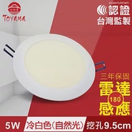 TOYAMA特亞馬 5W超薄LED崁燈 挖孔尺寸9.5cm-三色可選 冷白色(自然光)