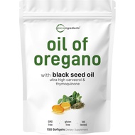 MicroIngredientsOilofOreganoSoftgels,150Count|2in1FormulatedwithkSeedOil|4XStrengthCarvacrol&Thymoqu