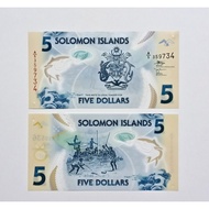 Solomon Islands 5 Dollars Banknote Polymer 2019-2020 UNC Random Number