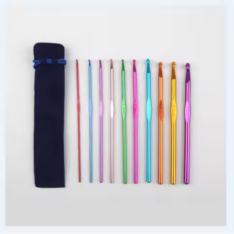 Coloured Aluminium Oxide Single Head Crochet Hook DYI Knitting Tools Aluminium Crochet Sweater