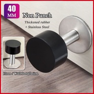 GEESO Stainless Steel Rubber Door Stopper - Silver Black 40mm