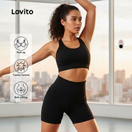 Lovito Active Women's Yoga Set with Push Up, Tummy Control & Butt Lifting High Waist Pants LNE116X04