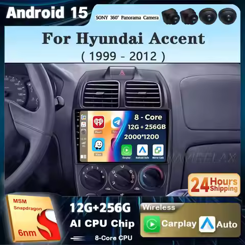 Android 15 Car Radio For Hyundai Verna Accent II 2 1999 - 2012 Navigation GPS Screen Android Auto 5G