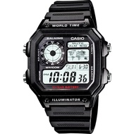 Casio แบตเตอรี่ 10 ปี กันน้ำ100m นาฬิกาข้อมือผู้ชาย สายเรซิน รุ่น AE-1200WH ของแท้ ประกัน CMG