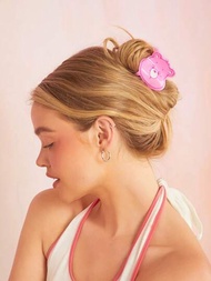 SHEIN X Care Bears Cheer Bear粉色髮夾，適用於粗髮