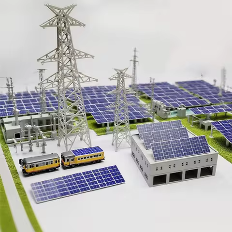 3D Printed Miniature Solar Panel DIY Plastic Model Stickers for Science Education Customizable Green