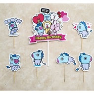 Topper toper decoration skewer cake happy birthday birthday character kpop bt21 bt 21 mang