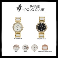 Paris Polo Club นาฬิกาผู้หญิง   เซรามิกสลับสแตนเลสชุบเคลือบสีทอง รุ่น PPC-230705 *ส่งฟรี*