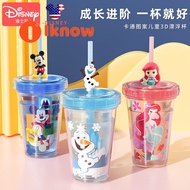 I Know Tumbler แก้วน้ำพลาสติกพร้อมฟาง Frozen Little Mermaid Ariel Bottle Cup With Glitter And Confetti For Disney