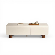 Modern Walnut TV Stand Coffee Table Set sturdy Wood Frame Storage Living Room Apartment Decor