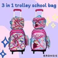 3 in 1 Girls Primary Trolley School Bag Sekolah Roda Beg