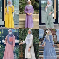 Abaya Muslimah Baju Raya 2024 Kosong Murahmurah Jubah Dress Jubah Baru Sedondon Ibu Anak Baju Budak Moden Women's Cutout Lace Dress