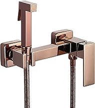Rose Gold Hand Held Bidet Sprayer for Toilet Brass Baby Cloth Diaper Sprayer Wall Mounted Toilet Sprayer Hot and Cold Water Portable Bathroom Toilet with Shower Hose,A Set Yearn for