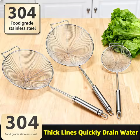 Oval Skimmer Stainless Steel Filter Mesh Oil Pot Food Filter Cookware Colander Fried Filter Kitchen 