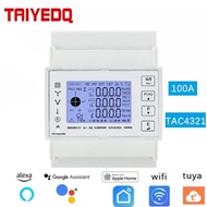 100A 3 Phase Power Energy Meter Smart Digital Bi Directional Wifi Electric Consumption KWH Meter RS4