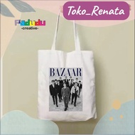 TOTEBAG RETRO Vintage Seventeen Bazaar BW Aesthetic Women's Zippered Tote Bag | Anime Men Toko_Arsha