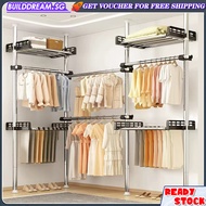 From-Floor-to-ceiling Metal Pole Hanger Clothes Rack | Adjustable Clothes Rack | Drying Rack | Corner Clothes Rack | Bedroom Living Room Tension Clothes Rack