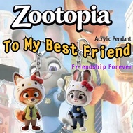 Zootopia Best Friend Acrylic Keychain Set  Judy & Nick Interlocking Design Pair for Bestie, Friendsh