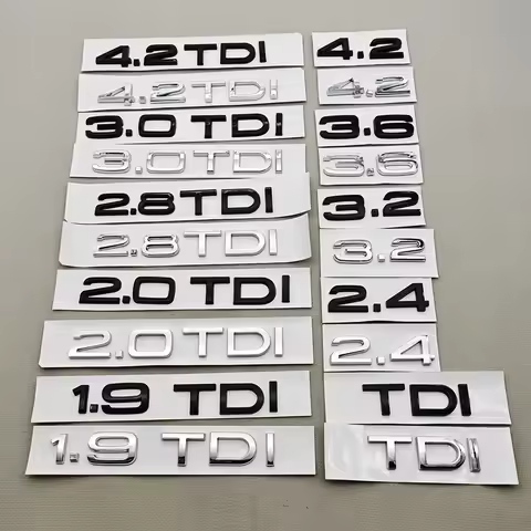 3D ABS Car Logo 1.9 2.0 2.8 3.0 4.2 TDI 3.6 Sticker Rear Trunk Emblem Badge for A3 A4 A5 A6 A7 A8 Q3