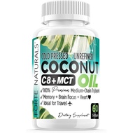Coconut Oil C8 MCT for Memory Focus Brain Supplement Cold Pressed Unrefined C8 C10 MCT Oil Capsules 