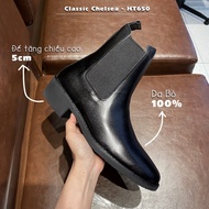 Giày chelsea boot nam da bò thật Handmade TEFOSS HT650 tăng chiều cao/ đế khâu size 38-44 thời trang