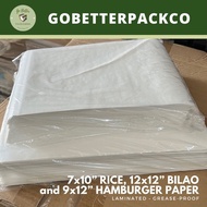 [100 pcs] PE Laminated Rice Paper Hamburger Paper Bilao Paper 7x10 9x12 12x12 Greaseproof