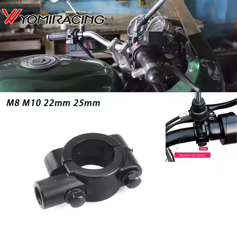 25mm 22mm M10 M8 Motorcycle Mirror Mount Holders Bracket Clamp For Motorbike Handlebar Moped Dirt Pi