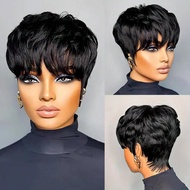 วิกผมสั้นสำหรับผู้หญิง วิกผม Pixie Cut จากผมแท้ 1B วิกผมสั้นสีดำจากผมแท้ สำหรับเป็นของขวัญวันวาเลนไท