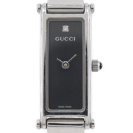 【日本直運】Gucci GUCCI 腕錶 1P鑽石 1500L 不鏽鋼 黑色 石英 指針式顯示 黑色錶盤 女士【二手】