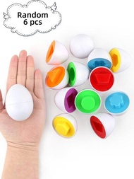 6入組混合顏色模擬蛋,供兒童學習和認知玩具,返校用品