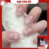 D293 Fake nails set of 30 short form nails charm bow fake nails y2k cute fake nails yearbook nails