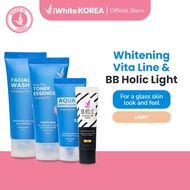 iWhite Korea Whitening Vita Line Bundle & BB Holic Light (Facial Wash, Toner, Moisturizer, BB Cream)