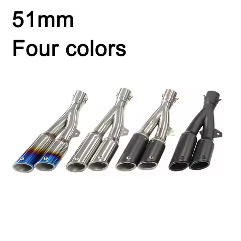 51mm Universal Motorcycle Double Down Exhaust Muffler Pipe Dual Right Left Escape Moto for CBR650 R6