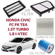 FILTER SET HONDA CIVIC TEA FC FK 1.5T TURBO 1.8 I-VTEC ENGINE OIL FILTER AIR COND CABIN FILTER PENAP