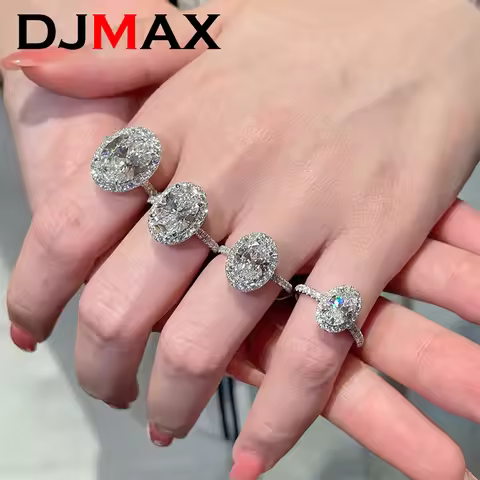 DJMAX Oval Cut Moissanite Rings For Women Original 925 Sterling Silver Lady's Elegant Moissanite Rin