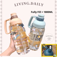 1800ML Water Bottle Reminder Water Bottle Tumbler with straw scale big bottle 1.8Liter gym bottle gi