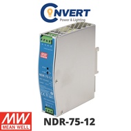 Mean Well NDR-75-12 (NDR-75) DIN RAIL Switching Power Supply AC/DC 24Vdc - 75.6W 12V 6.3A
